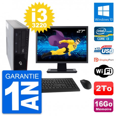 PC Fujitsu E910 DT Ecran 27" Intel i3-3220 RAM 16Go Disque 2To Windows 10 Wifi