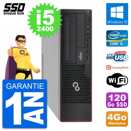 PC Fujitsu Esprimo E910 DT Intel Core i5-2400 RAM 4Go SSD 120Go Windows 10 Wifi
