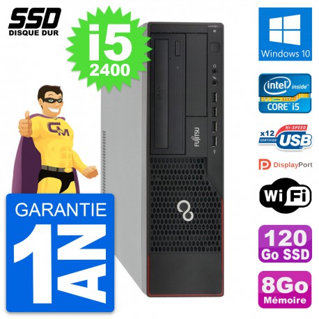PC Fujitsu Esprimo E910 DT Intel Core i5-2400 RAM 8Go SSD 120Go Windows 10 Wifi