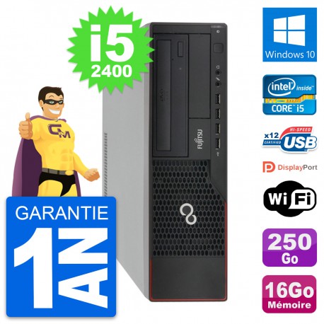 PC Fujitsu Esprimo E910 DT Intel i5-2400 RAM 16Go Disque 250Go Windows 10 Wifi