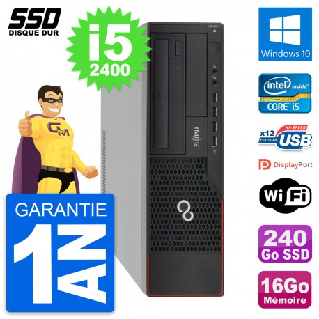 PC Fujitsu Esprimo E910 DT Intel Core i5-2400 RAM 16Go SSD 240Go Windows 10 Wifi