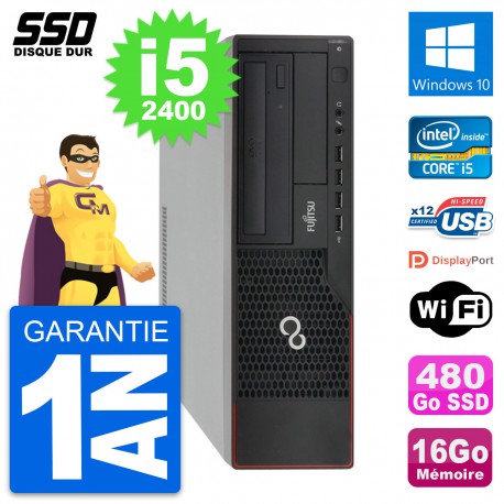 PC Fujitsu Esprimo E910 DT Intel Core i5-2400 RAM 16Go SSD 480Go Windows 10 Wifi