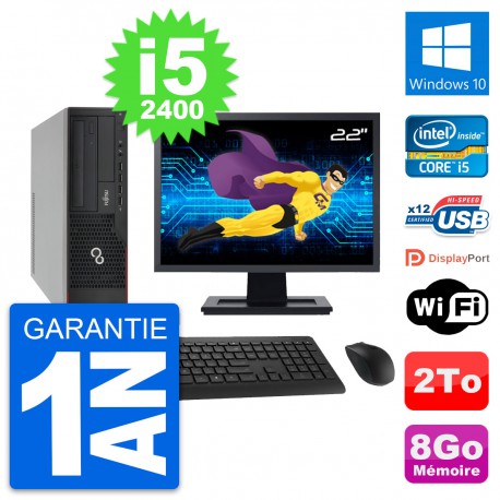 PC Fujitsu E910 DT Ecran 22" Intel i5-2400 RAM 8Go Disque 2To Windows 10 Wifi