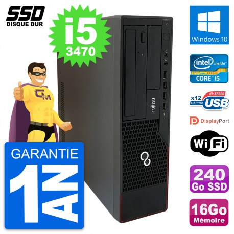 PC Fujitsu Esprimo E910 DT Intel Core i5-3470 RAM 16Go SSD 240Go Windows 10 Wifi