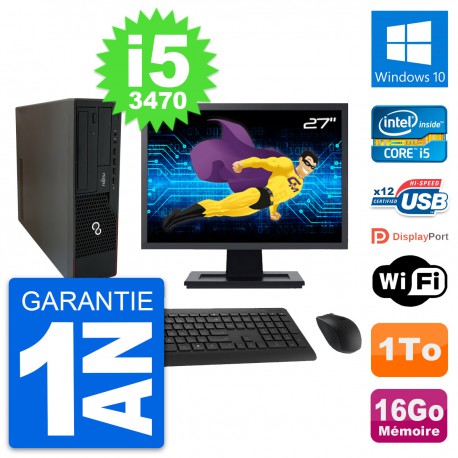 PC Fujitsu E910 DT Ecran 27" Intel i5-3470 RAM 16Go Disque 1To Windows 10 Wifi