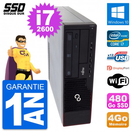 PC Fujitsu Esprimo E910 DT Intel Core i7-2600 RAM 4Go SSD 480Go Windows 10 Wifi
