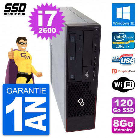 PC Fujitsu Esprimo E910 DT Intel Core i7-2600 RAM 8Go SSD 120Go Windows 10 Wifi