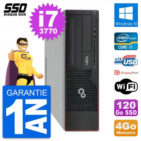 PC Fujitsu Esprimo E910 DT Intel Core i7-3770 RAM 4Go SSD 120Go Windows 10 Wifi