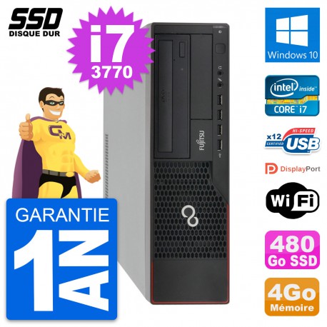 PC Fujitsu Esprimo E910 DT Intel Core i7-3770 RAM 4Go SSD 480Go Windows 10 Wifi