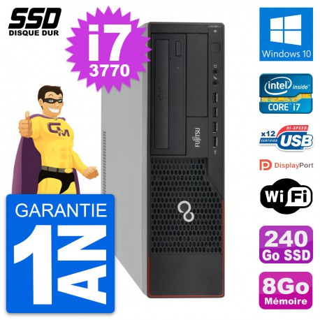 PC Fujitsu Esprimo E910 DT Intel Core i7-3770 RAM 8Go SSD 240Go Windows 10 Wifi