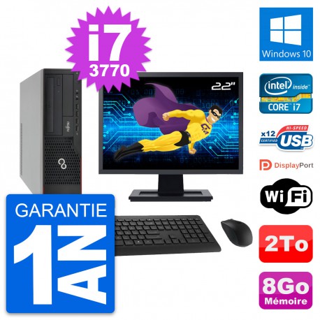PC Fujitsu E910 DT Ecran 22" Intel i7-3770 RAM 8Go Disque 2To Windows 10 Wifi
