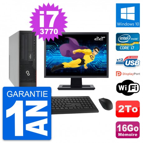 PC Fujitsu E910 DT Ecran 22" Intel i7-3770 RAM 16Go Disque 2To Windows 10 Wifi