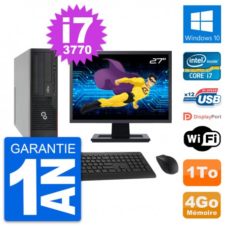 PC Fujitsu E910 DT Ecran 27" Intel i7-3770 RAM 4Go Disque 1To Windows 10 Wifi