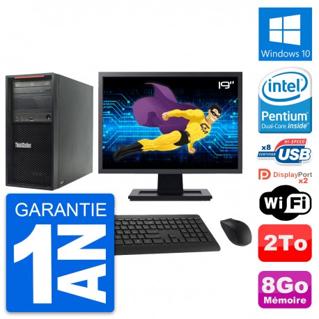 PC Tour Lenovo P300 Ecran 19" Intel G3220 RAM 8Go Disque Dur 2To Windows 10 Wifi