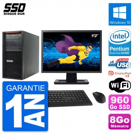 PC Tour Lenovo P300 Ecran 19" Intel G3220 RAM 8Go SSD 960Go Windows 10 Wifi