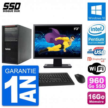 PC Tour Lenovo P300 Ecran 19" Intel G3220 RAM 16Go SSD 960Go Windows 10 Wifi