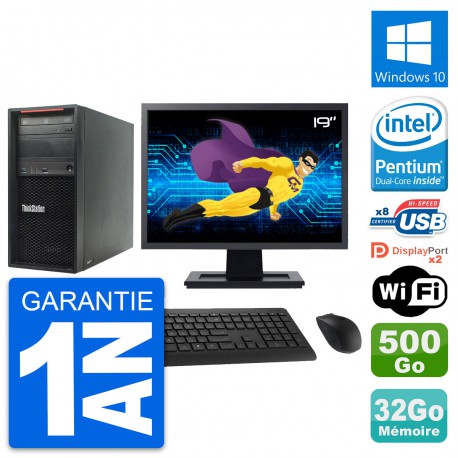 PC Tour Lenovo P300 Ecran 19" Intel G3220 RAM 32Go Disque 500Go Windows 10 Wifi