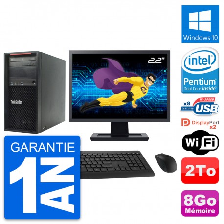PC Tour Lenovo P300 Ecran 22" Intel G3220 RAM 8Go Disque Dur 2To Windows 10 Wifi