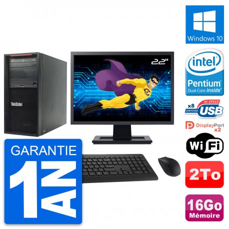 PC Tour Lenovo P300 Ecran 22" Intel G3220 RAM 16Go Disque 2To Windows 10 Wifi