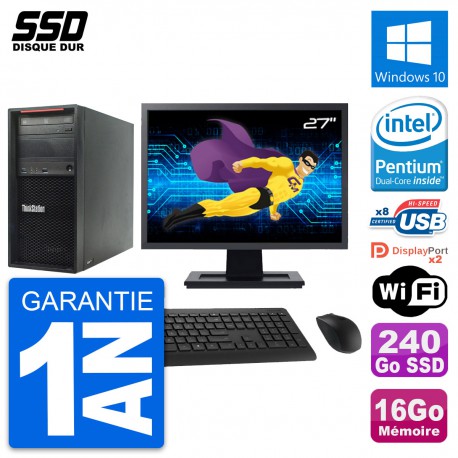 PC Tour Lenovo P300 Ecran 27" Intel G3220 RAM 16Go SSD 240Go Windows 10 Wifi