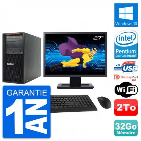 PC Tour Lenovo P300 Ecran 27" Intel G3220 RAM 32Go Disque 2To Windows 10 Wifi