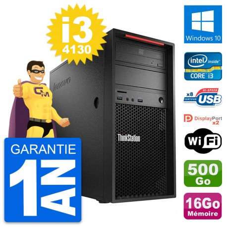 PC Tour Lenovo ThinkStation P300 i3-4130 RAM 16Go Disque 500Go Windows 10 Wifi
