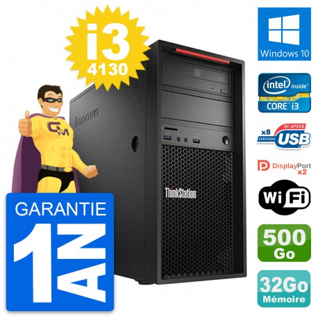 PC Tour Lenovo ThinkStation P300 i3-4130 RAM 32Go Disque 500Go Windows 10 Wifi
