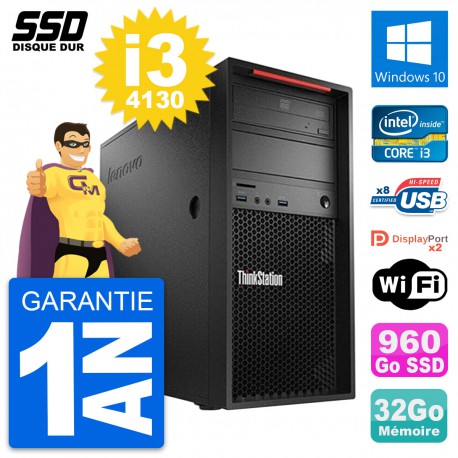 PC Tour Lenovo ThinkStation P300 Core i3-4130 RAM 32Go SSD 960Go Windows 10 Wifi