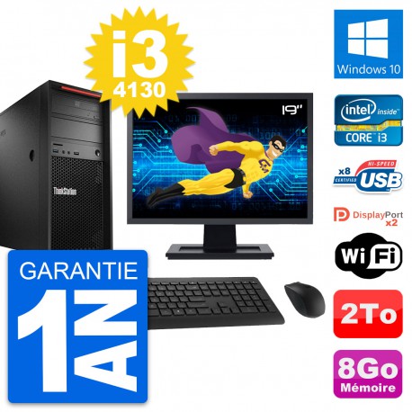 PC Tour Lenovo P300 Ecran 19" Intel i3-4130 RAM 8Go Disque 2To Windows 10 Wifi