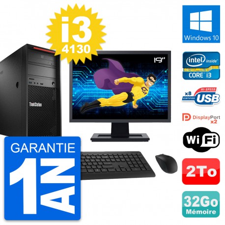 PC Tour Lenovo P300 Ecran 19" Intel i3-4130 RAM 32Go Disque 2To Windows 10 Wifi