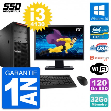 PC Tour Lenovo P300 Ecran 19" Intel i3-4130 RAM 32Go SSD 120Go Windows 10 Wifi
