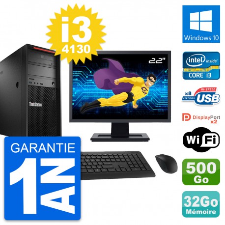 PC Tour Lenovo P300 Ecran 22" Core i3-4130 RAM 32Go Disque 500Go Windows 10 Wifi