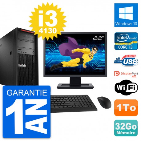 PC Tour Lenovo P300 Ecran 22" Intel i3-4130 RAM 32Go Disque 1To Windows 10 Wifi
