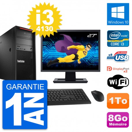 PC Tour Lenovo P300 Ecran 27" Intel i3-4130 RAM 8Go Disque 1To Windows 10 Wifi