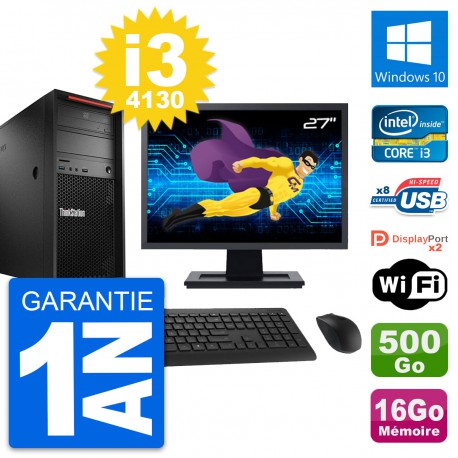 PC Tour Lenovo P300 Ecran 27" Core i3-4130 RAM 16Go Disque 500Go Windows 10 Wifi