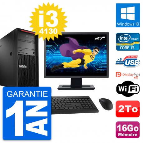 PC Tour Lenovo P300 Ecran 27" Intel i3-4130 RAM 16Go Disque 2To Windows 10 Wifi
