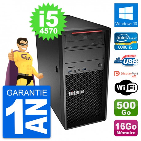 PC Tour Lenovo ThinkStation P300 i5-4570 RAM 16Go Disque 500Go Windows 10 Wifi