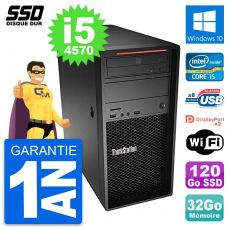 PC Tour Lenovo ThinkStation P300 Core i5-4570 RAM 32Go SSD 120Go Windows 10 Wifi