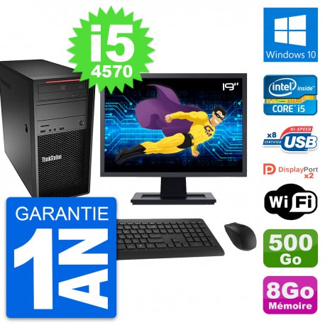 PC Tour Lenovo P300 Ecran 19" Intel i5-4570 RAM 8Go Disque 500Go Windows 10 Wifi