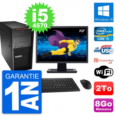 PC Tour Lenovo P300 Ecran 19" Intel i5-4570 RAM 8Go Disque 2To Windows 10 Wifi