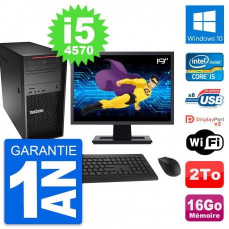 PC Tour Lenovo P300 Ecran 19" Intel i5-4570 RAM 16Go Disque 2To Windows 10 Wifi