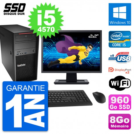 PC Tour Lenovo P300 Ecran 22" Intel i5-4570 RAM 8Go SSD 960Go Windows 10 Wifi