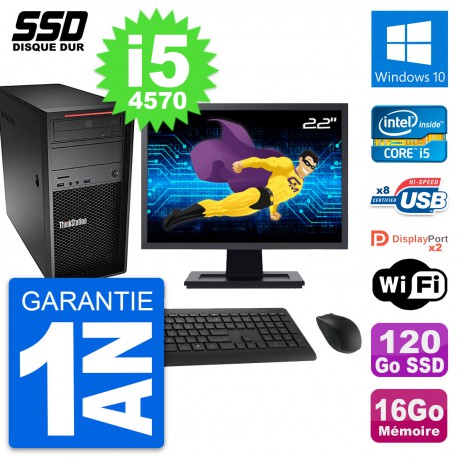 PC Tour Lenovo P300 Ecran 22" Intel i5-4570 RAM 16Go SSD 120Go Windows 10 Wifi