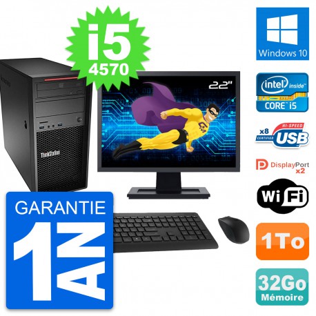 PC Tour Lenovo P300 Ecran 22" Intel i5-4570 RAM 32Go Disque 1To Windows 10 Wifi