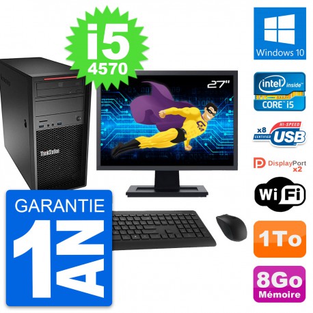 PC Tour Lenovo P300 Ecran 27" Intel i5-4570 RAM 8Go Disque 1To Windows 10 Wifi