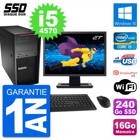 PC Tour Lenovo P300 Ecran 27" Intel i5-4570 RAM 16Go SSD 240Go Windows 10 Wifi