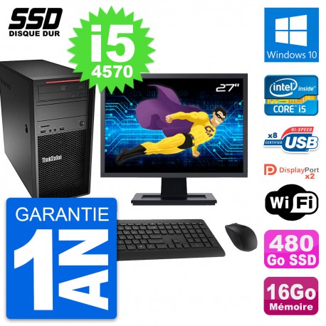 PC Tour Lenovo P300 Ecran 27" Intel i5-4570 RAM 16Go SSD 480Go Windows 10 Wifi