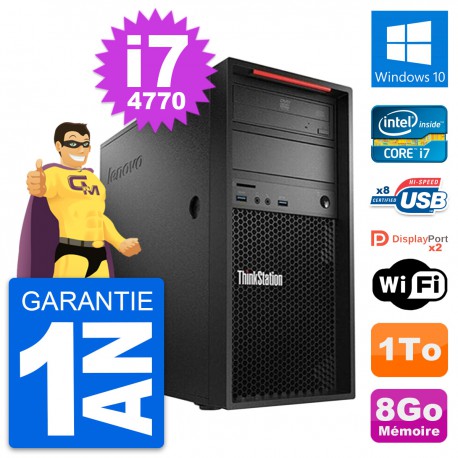 PC Tour Lenovo ThinkStation P300 Core i7-4770 RAM 8Go Disque 1To Windows 10 Wifi
