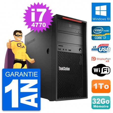 PC Tour Lenovo ThinkStation P300 i7-4770 RAM 32Go Disque Dur 1To Windows 10 Wifi