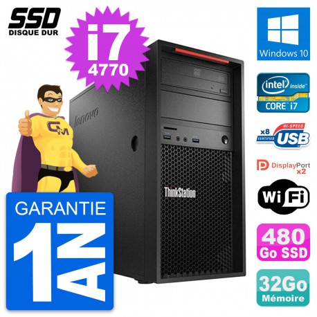 PC Tour Lenovo ThinkStation P300 Core i7-4770 RAM 32Go SSD 480Go Windows 10 Wifi